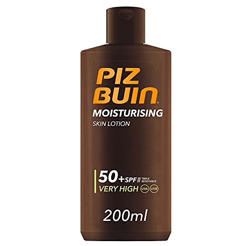 Piz Buin - Latte Solare Moisturising, Spf50, Protezione Solare Idratante, Protezione Molto Alta, Resistente Al Sudore E All'Acqua, 200Ml