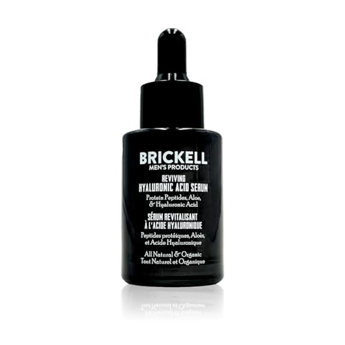 Brickell Siero Viso Antietà All'Acido Ialuronico Per Uomo, Siero Giorno Rivitalizzante Per Uomo, Siero Viso Alla Vitamina C Naturale E Biologico Con P