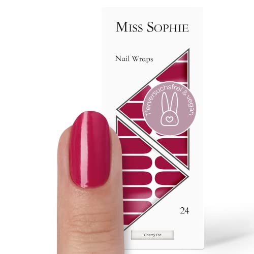 Miss Sophie Pellicola Per Unghie - "Cherry Pie", Tinta Unita, Rosso, Nail Wraps -24 Pellicole Per Unghie Autoadesive Ultrasottili A Lunga Durata