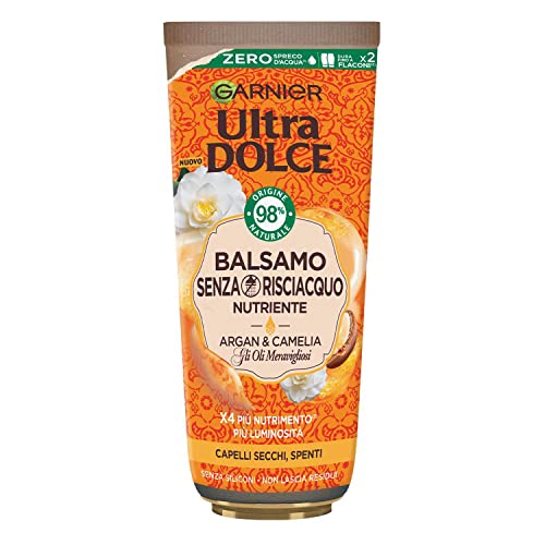 Garnier Ultra Dolce Balsamo Senza Risciacquo Oli Meravigliosi, Nutriente E Illuminante Per Capelli Secchi E Spenti, Olio Di Argan E Camelia, 200 Ml, C
