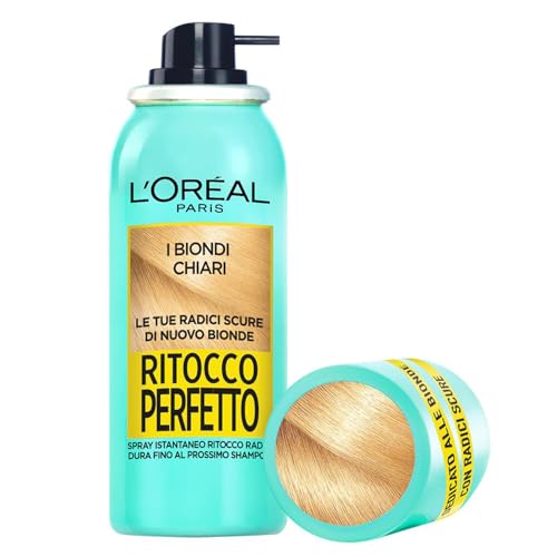 L'Oréal Paris Spray Ritocco Perfetto, Spray Istantaneo Per Radici E Capelli Bianchi, Durata Fino A 1 Shampoo, Colore: Biondo Chiaro Dorato, 75 Ml