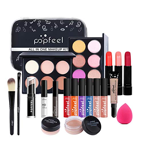 Kit Trucco Donna Da 20 Pezzi, Jascherry Set Di Trucchi Completo, Set Regalo Trucco Portatile Di Natale Con Rossetti Palette Ombretti Fondotinta Corret