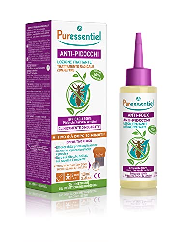 Puressentiel - Anti Pidocchi - Lozione Trattante Dispositivo Medico - Con Pettine - Efficace Al 100% - Contro Pidocchi, Larve E Lendini - Formula 100%