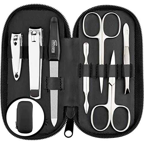 Marqus Solingen Germania Set Manicure Professionale - 7 Pezzi Manicure E Pedicure, Forbicine Unghie, Manicure E Pedicure Set, Custodia In Vera Pelle,