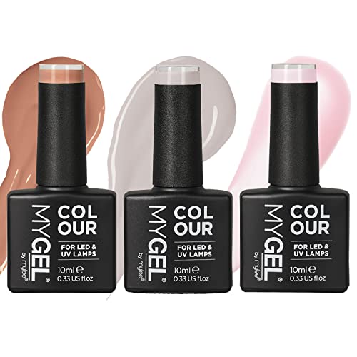 Mygel By Mylee Smalto Gel Semipermanente - The Nudes Trio (3X10Ml) Uv/Led Nail Art Manicure Pedicure Per Uso Professionale E Domestico - Lunga Durata