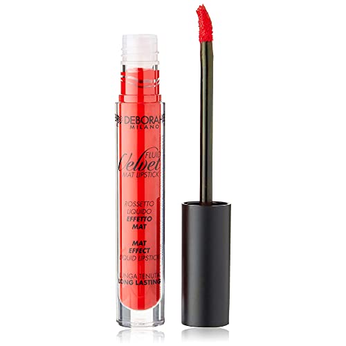 Deborah Milano - Fluid Velvet Mat Lipstick, N.06 Iconic Red, Rossetto Liquido Effetto Matte A Lunga Tenuta, Dona Labbra Soffici E Idratate, 4.5 Gr