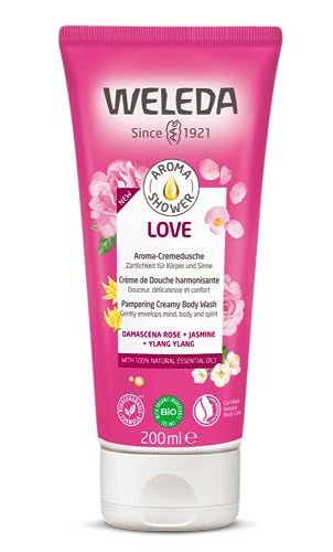 Weleda Aroma Shower Love, Bagno Doccia Dalla Texture Cremosa Con Aromi 100% Naturali Di Rosa, Gelsomino E Ylang Ylang, Tollerabilità Cutanea (1X200 Ml