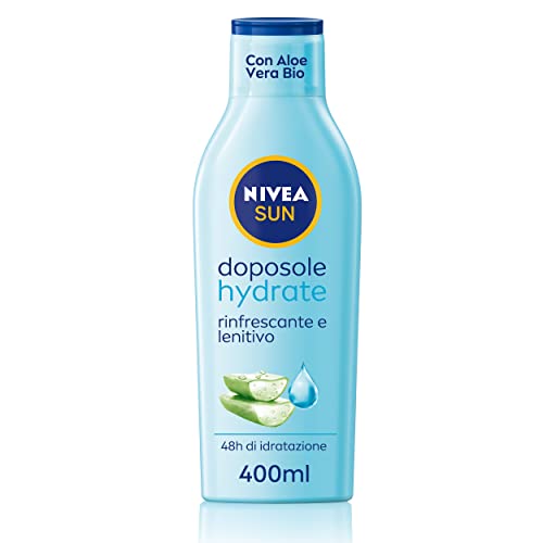 Nivea Sun Latte Doposole Hydrate In Maxi Flacone Da 400 Ml, Crema Doposole Con Aloe Vera Bio E Acido Ialuronico, Crema Corpo Idratante Ad Azione Rinfr