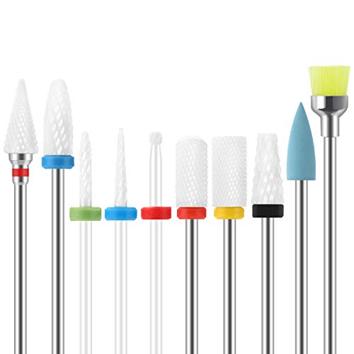Spththhpy Punte Fresa Unghie, 10Pcs Kit Trapano Elettrico Per Unghie 3/32"Lime Per Unghie Elettriche In Ceramica Set Manicure Elettrico Set Manicure P