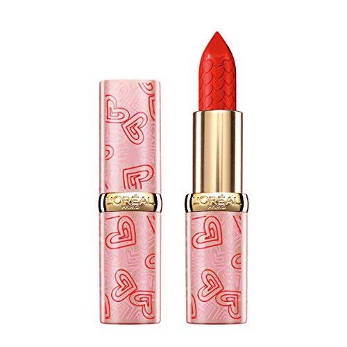L'Oréal Paris Makeup Edizione Limitata 2021 Je T'Aime Color Riche, Rossetto Color Riche Con Cuori In Rilievo, Colore Pieno, Finish Satinato, 125 Maiso