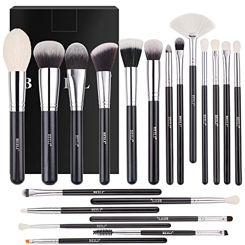 Beili 20 Pennelli Da Trucco Professionali Set Di Pennelli Da Trucco Per Capelli Di Capra Naturali Di Alta Qualità, Sintetici, Kabuki, Fondotinta, Cipr