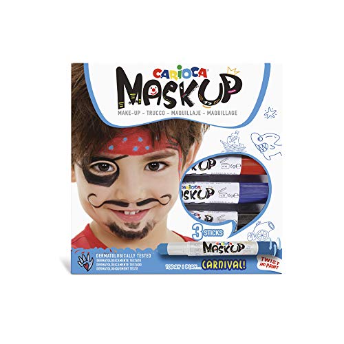 Carioca Mask Up Carnival, Truccabimbi Kit Per Bambini E Bambine, Trucchi Per La Pelle In Stick Ideali Per Natale, Halloween, Carnevale E Feste - 3 Col