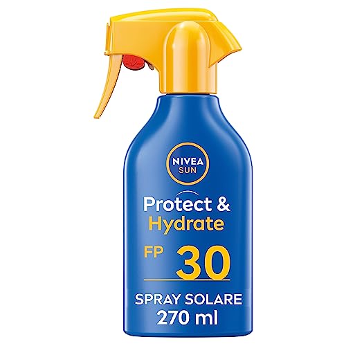 Nivea Sun Maxi Spray Solare Protect & Hydrate Spf 30 In Flacone Spray Da 270 Ml, Crema Solare Che Idrata A Fondo Per 48H, Crema Solare Con Formula Bio
