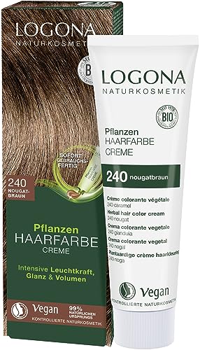 Logona Naturkosmetik Colore Per Capelli Vegetali Crema 240 Marrone Torretta, Colore Marrone Naturale Con Henné, Crema Colorante Per Capelli Scuri, 150