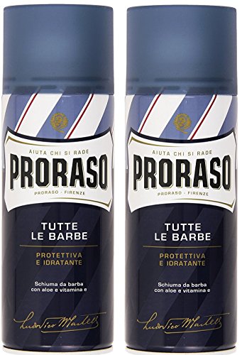 Proraso - Schiuma Da Barba Proraso Blue Shaving Foam, Confezione Da 2 Pezzi, 400 Ml