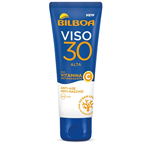 Bilboa Crema Viso Solare Con Protezione Spf 30, Crema Con Vitamina C, Texture Leggera, Azione Antietà E Antimacchie, Crema Idratante, Non Unge, Protez