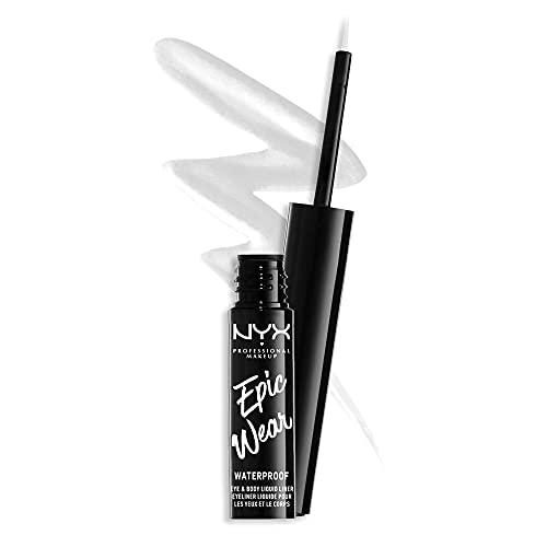 Nyx Professional Makeup Eyeliner Liquido Semi-Permanente Epic Wear, A Lunga Tenuta, Waterproof, Per Viso E Corpo, Finish Matte, Colore: Bianco