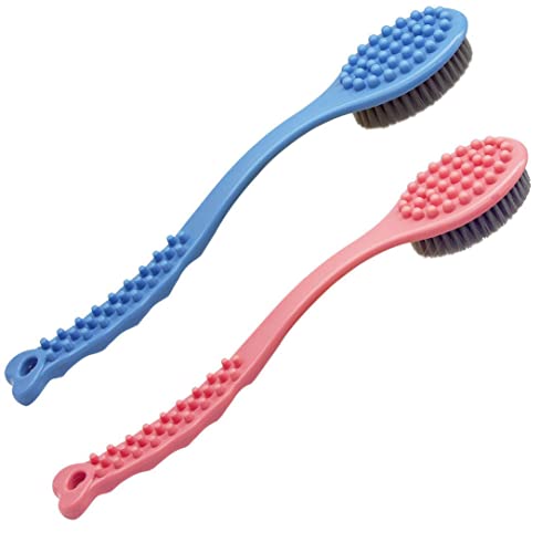 Qicheng&Lys Spazzola Da Bagno, Spazzola Doccia Lunga, Gratta Schiena Per Doccia But Stiff Enough To Give A Nice Feel On The Skin(Blu E Rosa)