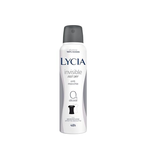 Lycia - Invisible Deodorante Spray, Anti-Macchie, Efficacia 48 Ore, Con Microspugne Effetto Asciutto, 150Ml
