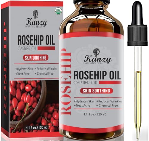 Kanzy Olio Di Rosa Mosqueta Puro Al 100% Bio 120Ml Olio Di Rosa Canina Biologico, Spremuto A Freddo, Vegano E Non Raffinato Rosehip Oil Per Viso, Corp