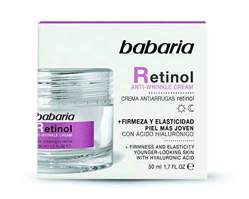 Babaria - Crema Facial Antiarrugas Retinol Para Rostro, Cuello Y Escote, Otorga Firmeza Y Elasticidad, Con Ácido Hialurónico, Vegano, Unisex - 50 Ml