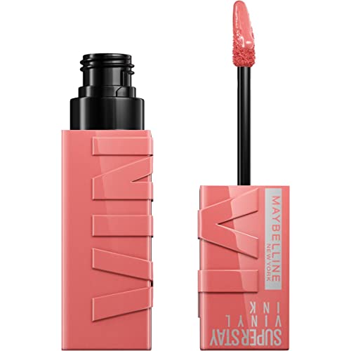 Maybelline New York Rossetto Liquido Super Stay Vinyl Ink Nude Shock, Effetto Vinilico E Labbra Brillanti Fino A 16H, Formula Vegana, 100 Charmed, 4,2