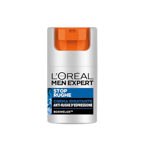 L'Oréal Paris Men Expert Stop Rughe, Crema Idratante Anti-Rughe D'Espressione, Con Boswelox, 50 Ml