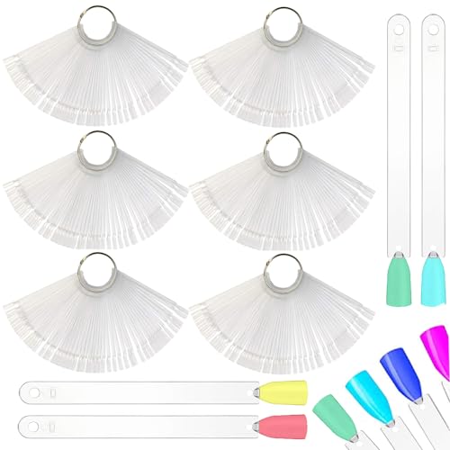 300Pz Tip Unghie Bastone Espositore Ventaglio Display Unghie Finte Falso Tip Display Strumenti Di Manicure Professionale Con Metallo Split Ring Holder