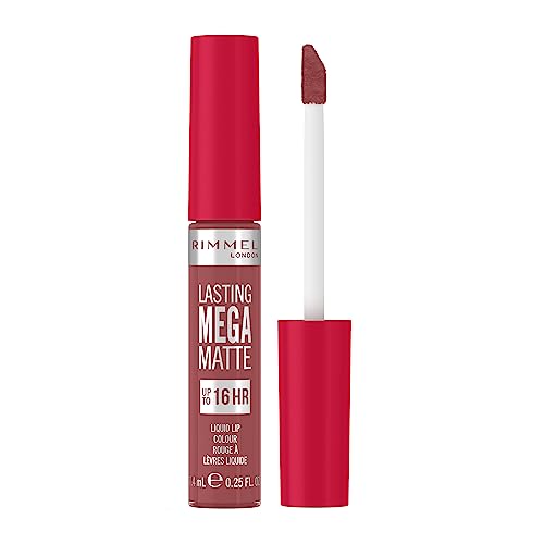 Rimmel London Rossetto Liquido Lasting Mega Matte, Lunga Durata Per Labbra Morbide Con Finish Matte, Formula Vegana Con Squalane E Olio Di Cocco - 210