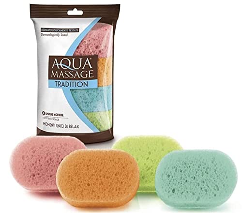 Aqua Massage Tradition 4 Spugne Morbide Dermatologicamente Testate - 4 Pezzi