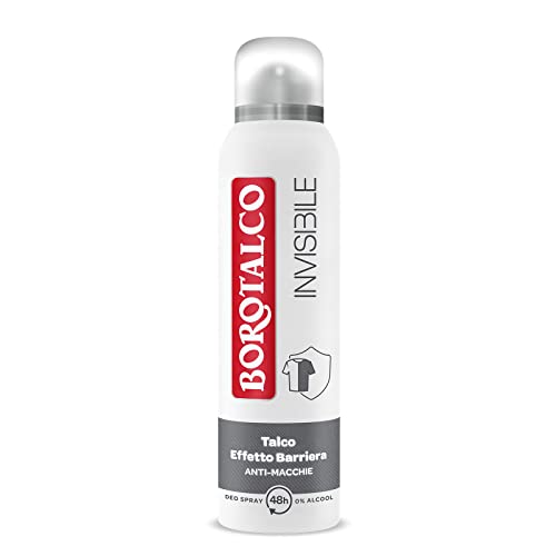 Borotalco, Deodorante Spray Invisibile Grigio, Formula Senza Alcool Con Talco Effetto Barriera, Cattura E Non Trasferisce Aloni, 48H Di Efficacia, Pro