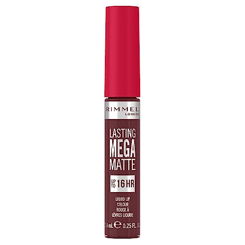Rimmel London Rossetto Liquido Lasting Mega Matte, Rossetto Liquido A Lunga Durata Per Labbra Morbide Con Finish Mega Matte, Formula Vegana Con Squala