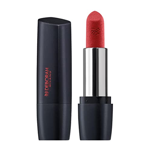 Deborah Milano - Red Mat, Rossetto Effetto Matte Con Collagene E Acido Ialuronico, 3 Geranium, Azione Nutriente Ed Emolliente, Dona Labbra Intense E V