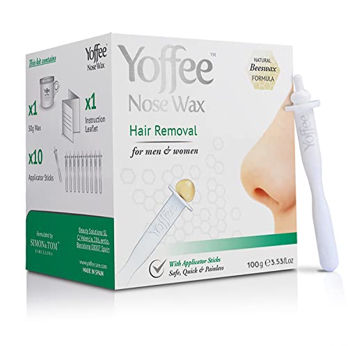 Yoffee Original Nose Wax Kit - Cera D’Api Biologica 100 G Ceretta Per Peli Del Naso E Delle Orecchie -Uomo/Donna- Sicura - Veloce - Indolore -10 Appli