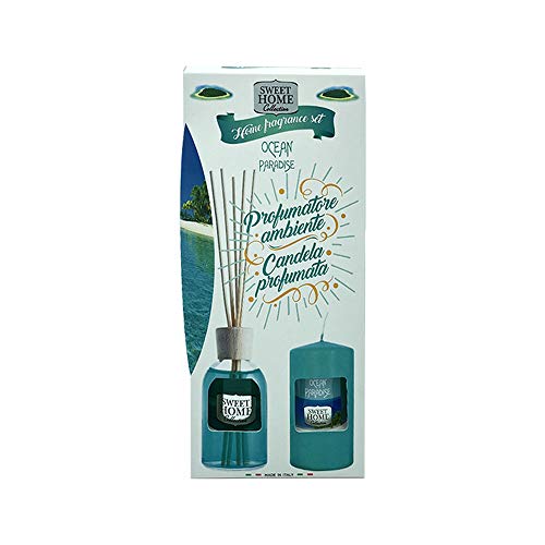 Suarez Sweet Home Collection Fragrance Ocean Paradise Set Profumatore Ambiente 100Millilitri Piu Candela Profumata 135Grammi