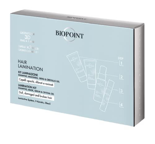 Biopoint Hair Lamination - Kit Laminazione Per Capelli Sfibrati E Danneggiati, Trattamento In 4 Step, Dona Idratazione, Morbidezza E Luminosità Effett