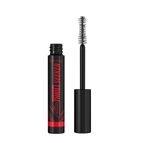 Rimmel London Wonder'Volume Thrill Seeker, Mascara Volumizzante, Zero Grumi, Leggerissimo, Non Sbava, 004 Pitch Black, 8Ml