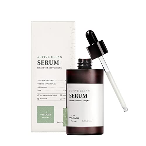 Village 11 Factory Siero Active Clean (50 Ml) Aha, Bha, Lieve Esfoliazione, Per Acne E Sebo In Eccesso (Active Clean Serum)