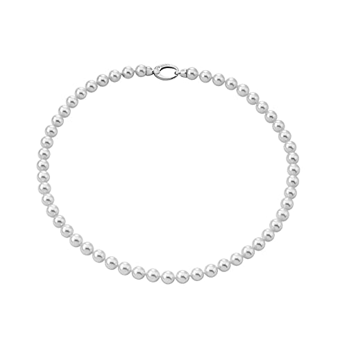 Majorica - Collana Lyra Di Perle Bianche - Collezione Eternal - Elaborati In Argento Rodiato - Perle Tonde Da 6 Mm - Chiusura A Moschettone Argentato