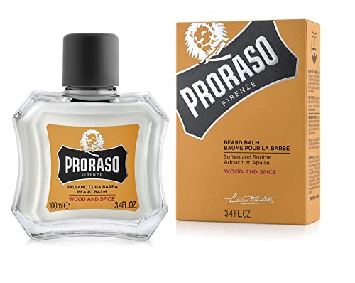 Proraso Balsamo Cura Barba Wood And Spice, 100Ml, Balsamo Barba Uomo Per Nutrire E Ammorbidire La Pelle Ottenendo Immediato Sollievo, Made In Italy