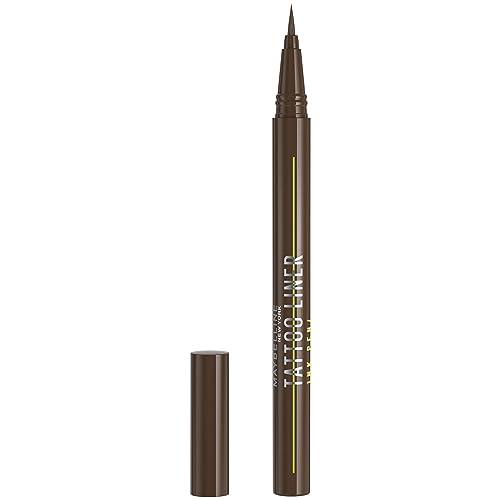 Maybelline New York, Eyeliner Liquido, Impermeabile, Resistente Alle Sbavature E A Lunga Durata, Vegano, Per Tatuaggi, N. 882 Pitch Brown (Marrone), 1