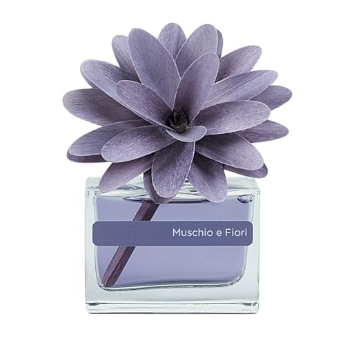 Muha' | Profumatore Per Ambienti Flower Diffuser, Fragranza Muschio E Fiori, Diffusore Ambiente Con Fiore In Legno Di Betulla, Formato Da 30 Ml