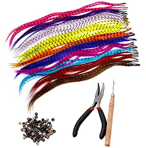 Reccisokz - 52 Extension Per Capelli Sintetici E Vari Colori, 100 Perline, Clip E Ganci Treccine Africane, Glitter Ciocche Colorate Per Bambina