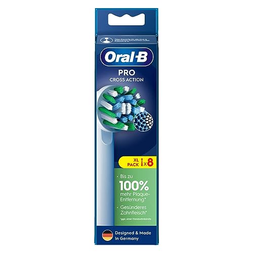 Oral-B Pro Crossaction - Set Di 8 Testine Per Spazzolino Elettrico, Pulizia Dei Denti Superiore Con Setole Innovative A Forma Di X, Per Spazzolini Ora