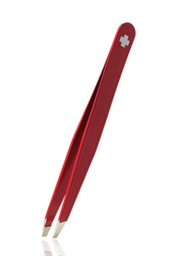 Rubis - Pinzetta Per Sopracciglia Swiss Cross, Professionale, Colore: Rosso