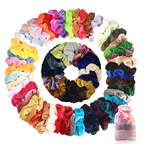 Wanxida 50 Pezzi Scrunchies, Elastici Per Capelli In Velluto Accessori Per Capelli Per Donne O Ragazze, 50 Colori Assortiti