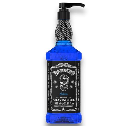 Bandido Shaving Gel Men Red & Blue 1000 Ml Gel Da Barba Trasparente Da Uomo, Rasatura Precisa Dei Contorni Della Barba Con Ogni Rasoio Da Uomo (Blu 10