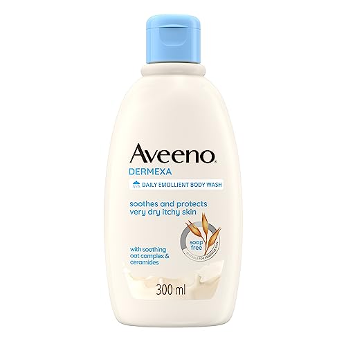 Aveeno, Bagno Doccia Emolliente, Bagnoschiuma, Dermexa, Uso Quotidiano Emolliente, Senza Sapone, Coloranti Eprofumo, Per Pelli Sensibili, 300Ml