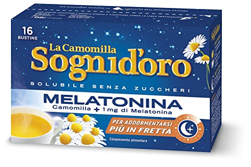 Camomilla Sogni D'Oro Solubile Con Melatonina, 16 Filtri, Senza Zuccheri E Glutine, Immediatamente Solubile, Facile Da Preparare, Sonno Rapido.