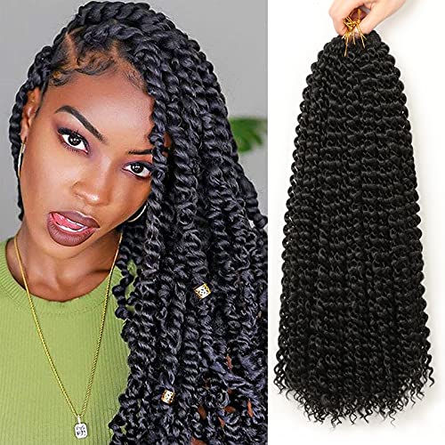 Passion Twist Capelli, 6 Confezioni 18 Pollici Braids Hair, Trecce Yddm Crochet Hair Sintetici (1B#, 6Packs-Pacchetto Economico)